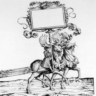 Et par hjorte fører en vogn, fra Maximilians Triumfoptog, ca. 1516-18 af Hans Burgkmair