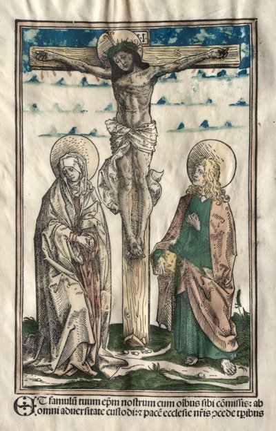 Kristus på korset mellem Maria og Johannes, 1502. af Hans Burgkmair