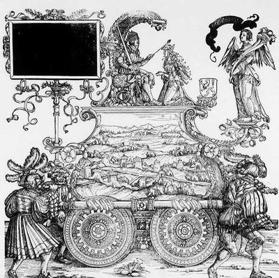 Scene fra Maximilians triumftog, ca. 1516-18 (træsnit) (s/h foto) af Hans Burgkmair