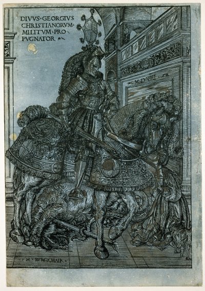 St George til hest, 1508 (chiaroscuro træsnit) af Hans Burgkmair