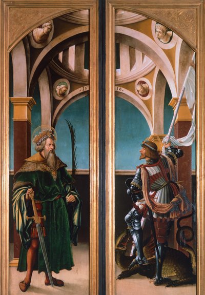 St. Sigismund og St. George, detalje fra døre til et triptykon fra korsfæstelsen af Hans Burgkmair