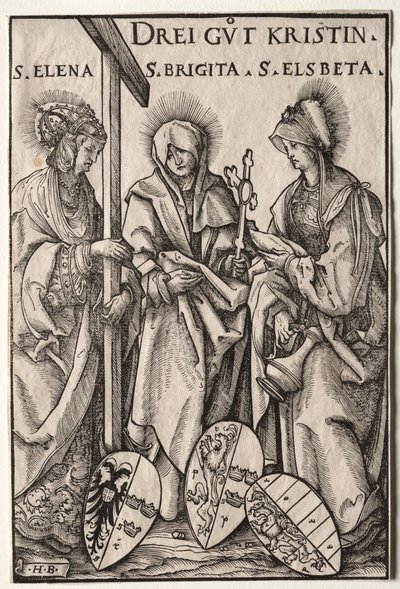 De tre kristne heltinder: Saints Helen, Bridget og Elizabeth af Hans Burgkmair