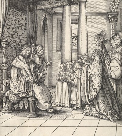 Den hvide konge modtager sin datter Margaret og kong Philips børn, fra Der Weisskunig, 1514-16 af Hans Burgkmair