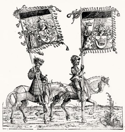 To beredne riddere, fra Maximilians triumftog, ca. 1516-18 af Hans Burgkmair