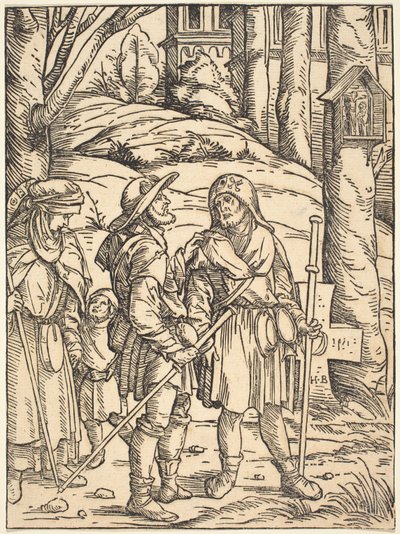 Pilgrimme ved en helligdom ved vejkanten af Hans Burgkmair I