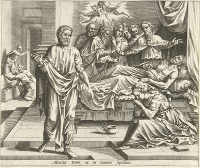Den rige mands død Historien om Lazarus og den rige mand (serietitel) af Hans Collaert (I) (possibly)