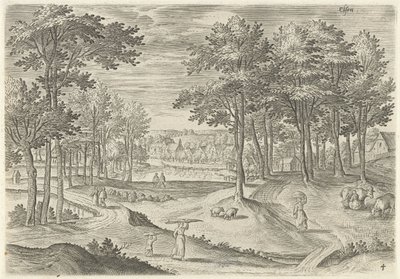 Udsigt over Ixelles Elsen (titel på objekt) Seværdigheder fra Bruxelles-området (serietitel) af Hans Collaert (I)