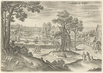 Udsigt over Ixelles Ixelles nær Bruxelles (titel på objekt) Seværdigheder fra Bruxelles-området (serietitel) af Hans Collaert (I)