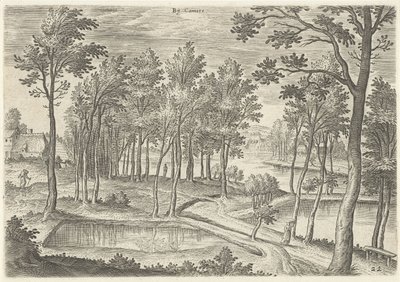 Udsigt over dammene i La Cambre At Camere (titel på objekt) Seværdigheder fra Bruxelles-området (serietitel) af Hans Collaert (I)