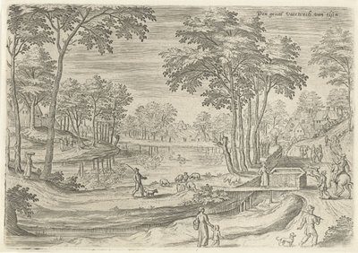 Udsigt over Ixelles-kanalen Den store vaerwech van Elsen (titel på objekt) Seværdigheder fra Bruxelles-området (serietitel) af Hans Collaert (I)