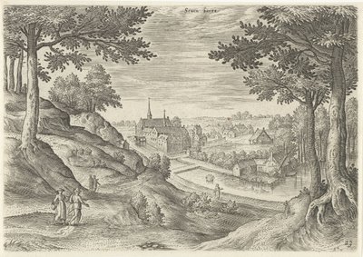 Udsigt over klosteret Zevenborren Seuen burre (titel på objekt) Seværdigheder fra Bruxelles-området (serietitel) af Hans Collaert (I)