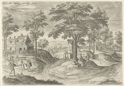 Udsigt over Scheut .s spedalske hus Lasrije en route schuet (titel på objekt) Seværdigheder fra Bruxelles-området (serietitel) af Hans Collaert (I)