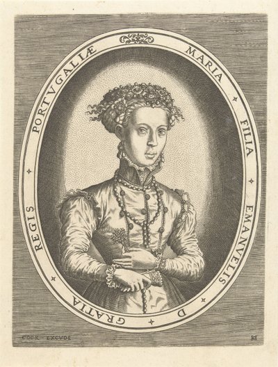 Portræt af prinsesse Maria af Portugal Europæiske kongehuse (serietitel) af Hans Collaert (I)