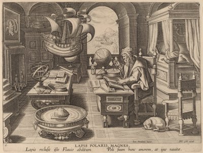 Lapis Polaris, Magnes (The Lodestone, The Magnet) af Hans Collaert the Younger after Jan van der Straet