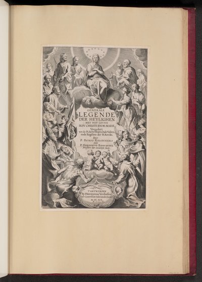 Titelside for Pedro de Ribadeneira og Heribert Rosweyde, Generale Legende der Heylighen af Hans Collaert the Younger after Sir Peter Paul Rubens