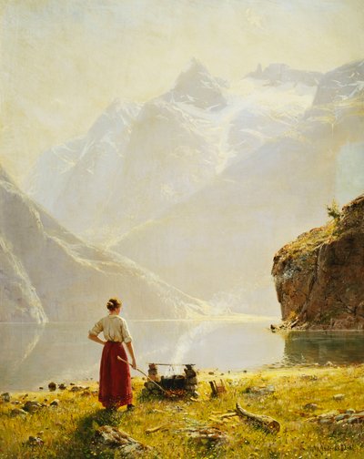 En sommerdag på en norsk fjord af Hans Dahl