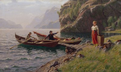 Hverdagsliv i fjordlandskab af Hans Dahl