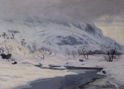 Bjerglandskab, vinter af Hans Fredrik Henriksen Borgen