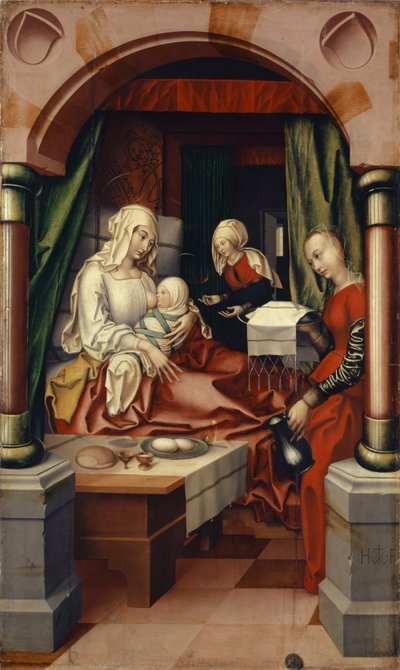 Jomfruens fødsel, 1512 (tempera på lærred) af Hans Fries