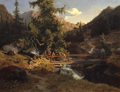 Folkedans på broen af Hans Gude