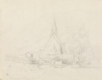 Vossevangen med Voss kirke af Hans Gude