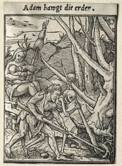 Dødedansen: Adam Tilling the Ground. af Hans Holbein