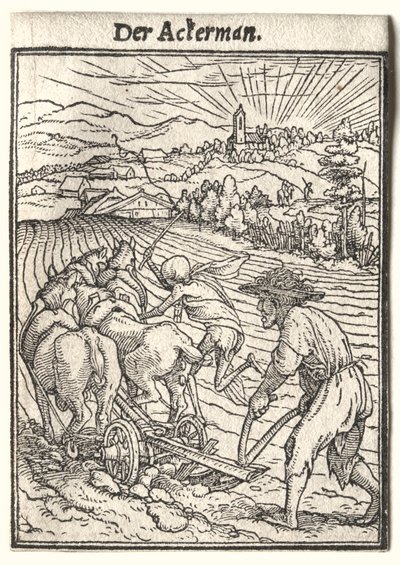 Dødedansen: Plovmanden. af Hans Holbein