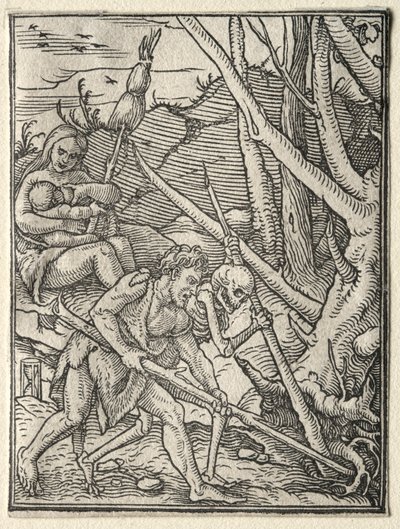 Dødedansen: Adam Tiling the Earth. af Hans Holbein