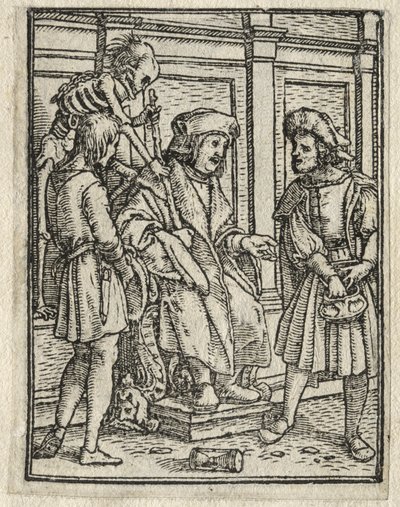 Dødedansen: Kanonen eller Prebendary, Dommeren. af Hans Holbein