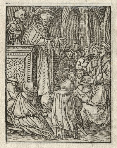 Dødedansen: Prædikanten, Præsten. af Hans Holbein