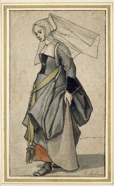 A Young English Woman, 1500-tallet (pen og blæk og wc på papir) af Hans Holbein der Jüngere
