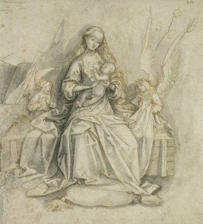 Madonna og barn (pen og brunt blæk med blyant på papir) af Hans Holbein the Elder