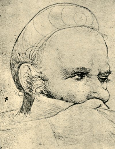 Hovedet af en armbrøstmand, der tager sigte, 1514-1515, 1943. af Hans Holbein the Elder
