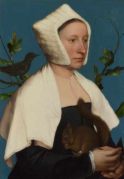 Dame med egern og stjerne (Anne Lovell?). Omkring 1526-28 af Hans Holbein der Jüngere