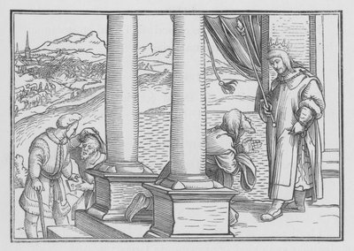 Nathan irettesætter David ved en lignelse, 2 Samuel XII, 7 af Hans Holbein der Jüngere