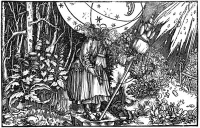 Gammel kvinde heks eller fe spinder, 1547 af Hans Holbein der Jüngere