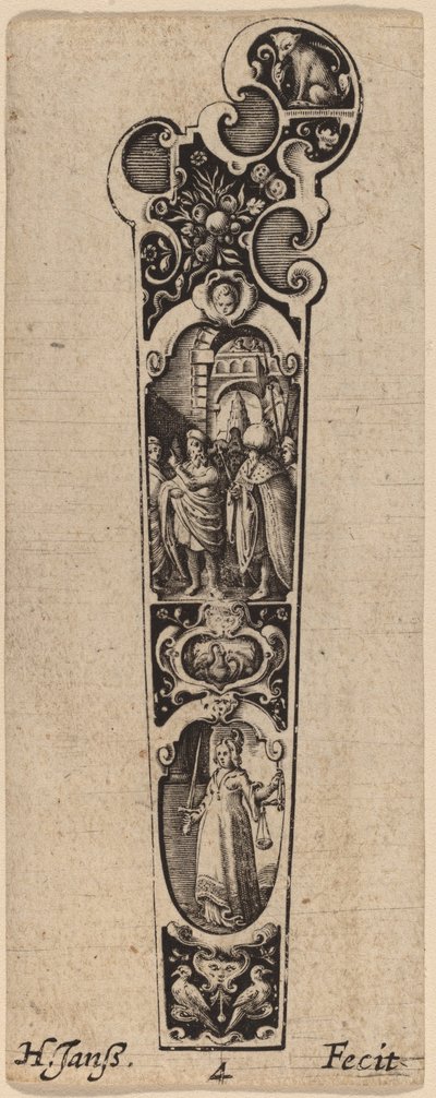 Håndtag til Kniv eller Gaffel, prydet med Figurer af Hans Janssen