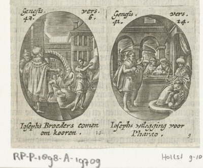 Joseph sælger korn til sine brødre / Joseph fortolker Faraos drøm Scener fra Josephs liv (serietitel) af Hans Janssen