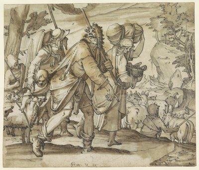 Jakob flygter fra Laban i Kanaans land af Hans Jegli (II)