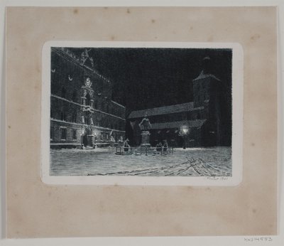 Torvet ved St. Knuds kirke i Odense. Aften af Hans Julius Fæster