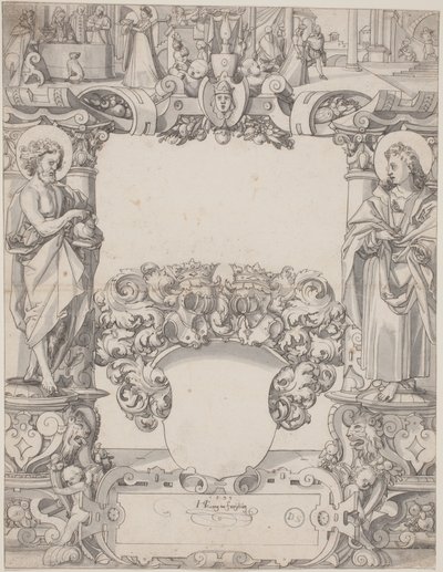 Glasdesign med Sankt Johannes Døberen og Sankt Johannes Evangelisten af Hans Kaspar Lang the Elder