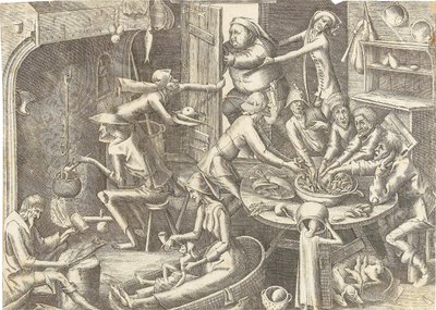 Det fattige køkken efter Pieter Brueghel I, ca 1563. af Hans Liefrinck the Elder