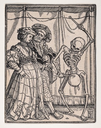Adelsdamen, fra Dødedansen, ca. 1526, udgivet 1538. af Hans Lützelburger