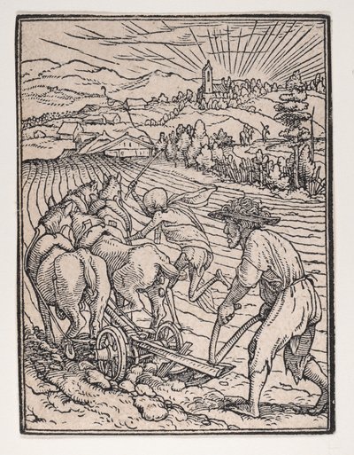 Bonden eller plovmanden, fra Dødedansen, ca. 1526, udgivet 1538. af Hans Lützelburger
