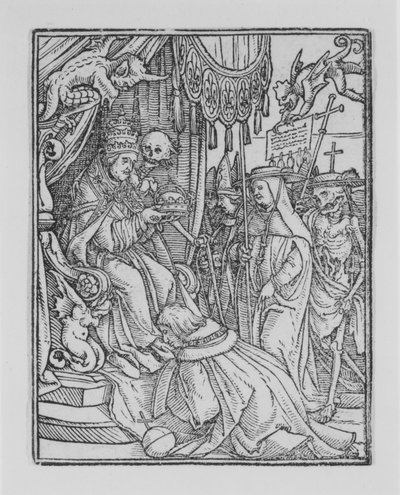 Paven, fra Dødedansen, ca. 1526, udgivet 1538. af Hans Lützelburger