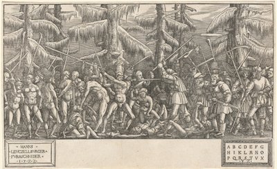 Slaget om de nøgne mænd og bønder af Hans Lützelburger, after Master NH