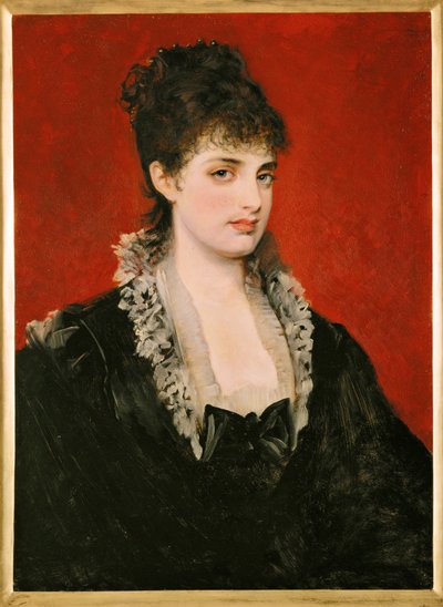 Anna von Waldberg ... (maleri på træ) af Hans Makart
