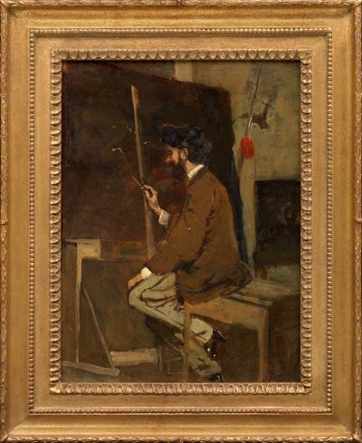 Selvportræt af Hans Makart foran et staffeli af Hans Makart