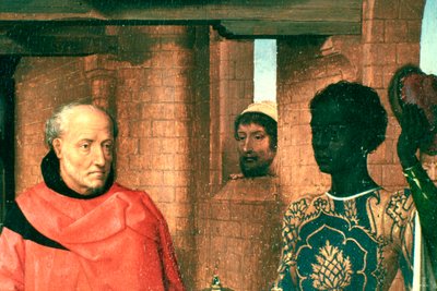 Tilbedelse af Magi, Triptykon, Detalje, c1453-1494 af Hans Memling