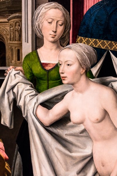 Bathsheba ved badet, ca. 1485 (Tempera og olie på træ (eg)) af Hans Memling